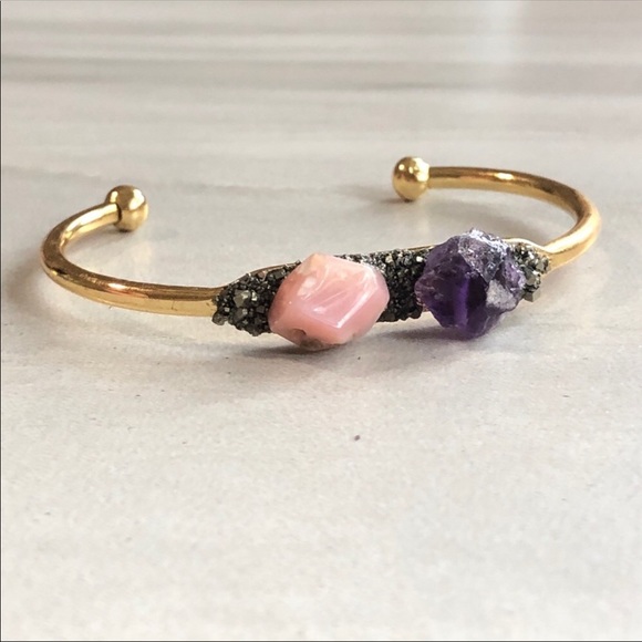 Jewelry - Raw Crystal 14k Gold Bracelet
